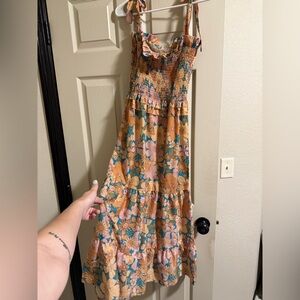 Sunday Pink and Orange Smocked Tiered Sundress